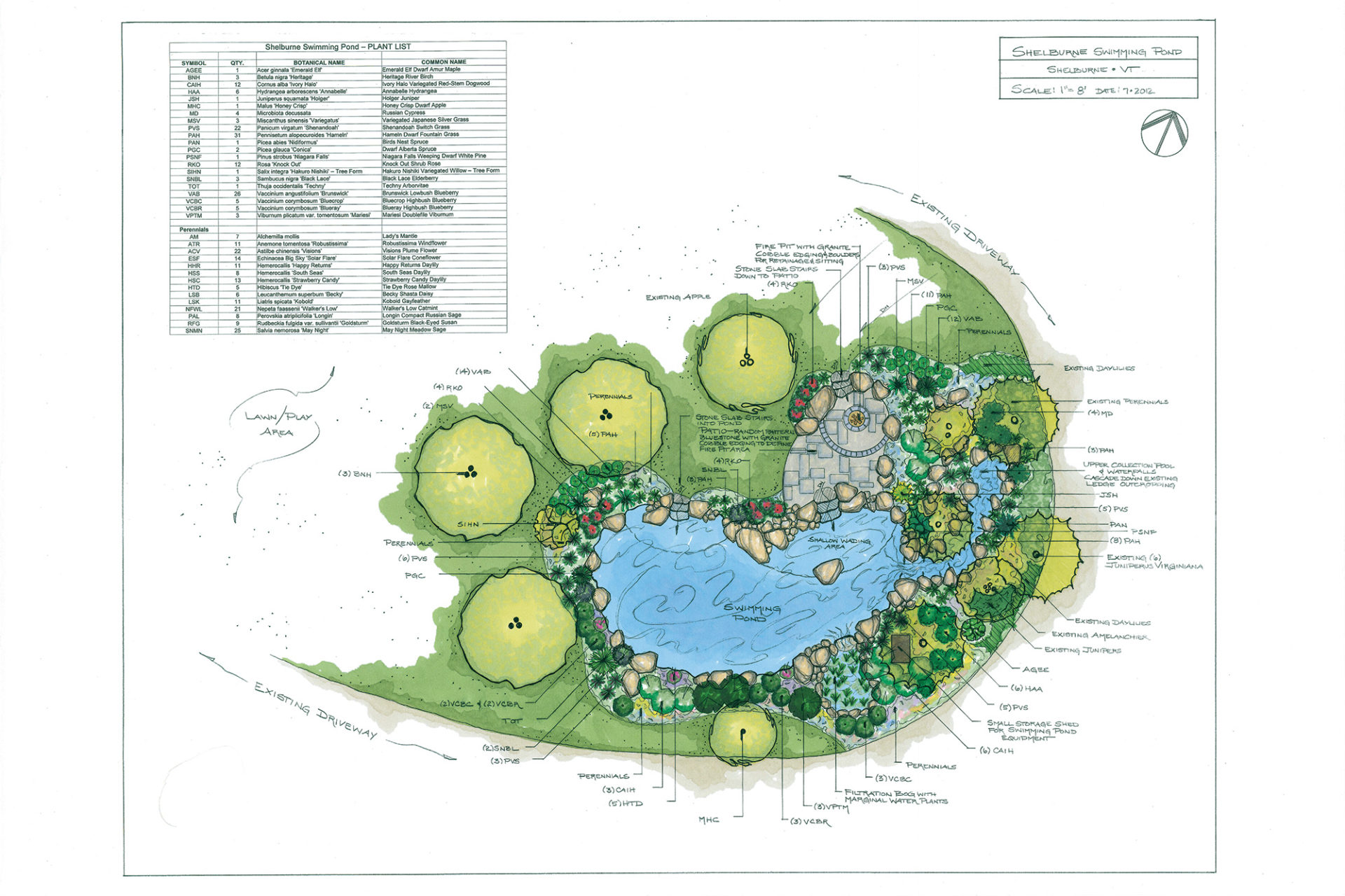 Shelburne Swimming Pond landscaping design plan